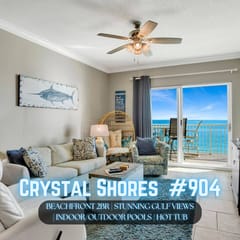 Crystal Shores #904" | Beachfront 2BR*Sweeping Gulf Views*Indoor & Outdoor Pool*Hot Tub*Gym*Sleeps 8