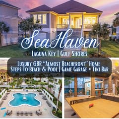 SeaHaven" @ Laguna Key | Luxury 6BR "Almost Beachfront" Home | Steps To Beach & Pool | Game Garage | Tiki Bar | Sleeps 16