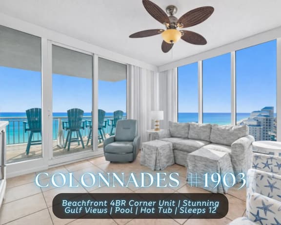Colonnades #1903" | 4BR Beachfront Corner Unit*Sweeping Gulf Front Views*Pool*Hot Tub*Gym*Sleeps 12 - Image 1
