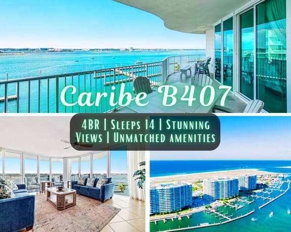 Caribe B407" | 4BR Bayfront Condo With Stunning Views*Unmatched Amenities*Lazy River*Outdoor Pools*Hot Tub*Boat Slip*Beach Trolley*Cabanas*On Site Restaurants*Sleeps 14 - Image 1