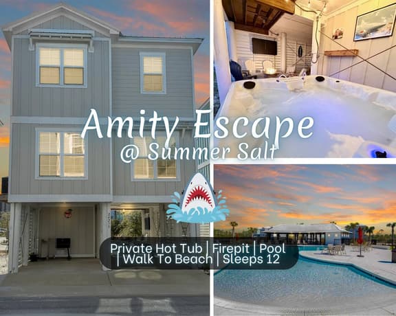 Amity Escape @ Summer Salt" | Private Hot Tub*Pool*Walk To Beach*Firepit*3BR*Sleeps 12 - Image 1
