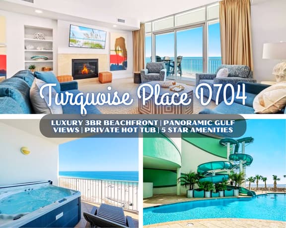 Turquoise Place #D704" | Luxury Beachfront 3BR*Stunning 7th Floor Gulf Front Views*Private Hot Tub*5 Star Amenities*Lazy River*Water Slide*Putting Green*On Site Restaurants*Sleeps 8 - Image 1