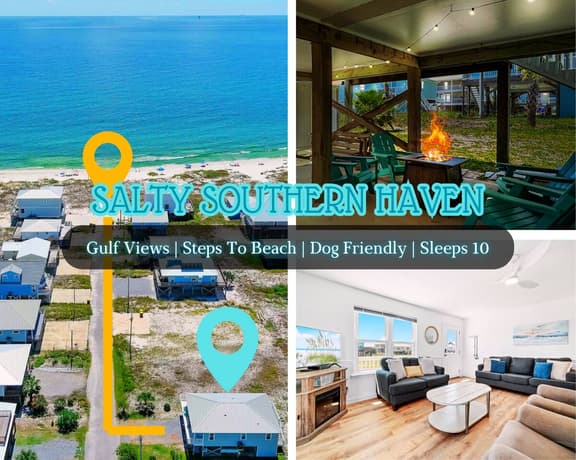 Salty Southern Haven" | Balcony Gulf Views*200 Steps To Beach*Firepit*Sleeps 10*Dog Friendly 3BR*Fort Morgan - Image 1
