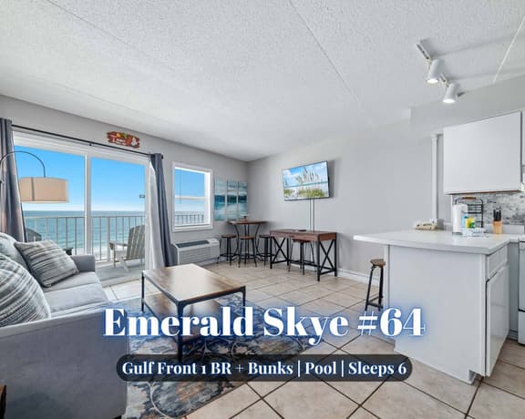 Emerald Skye #64" | Beach Front*Stunning Gulf Views*Pool*Gym*Pier*1BR + Bunks - Image 1