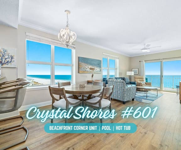 Crystal Shores #601" | Beachfront 2BR Corner Unit*Panoramic Gulf Front Views*Indoor (Heated)/Outdoor Pool*Hot Tub*Gym*Sleeps 6 - Image 1
