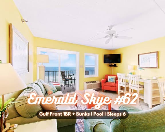 Emerald Skye #62" | Beach Front*Stunning Gulf Views*Pool*Gym*Pier*1BR + Bunks - Image 1