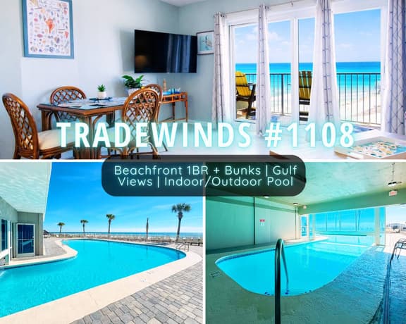 Tradewinds #1108" | Beachfront 1BR/2BA + Bunks | Gulf View | Indoor/Outdoor Pool | Sleeps 6 - Image 1