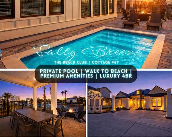 Salty Breeze" | The Beach Club | Cottage #61 | Private Pool | Walk To Beach | Water Views | Luxury 4BR | Premium Amenities | Firepit | Sleeps 16 - Image 1
